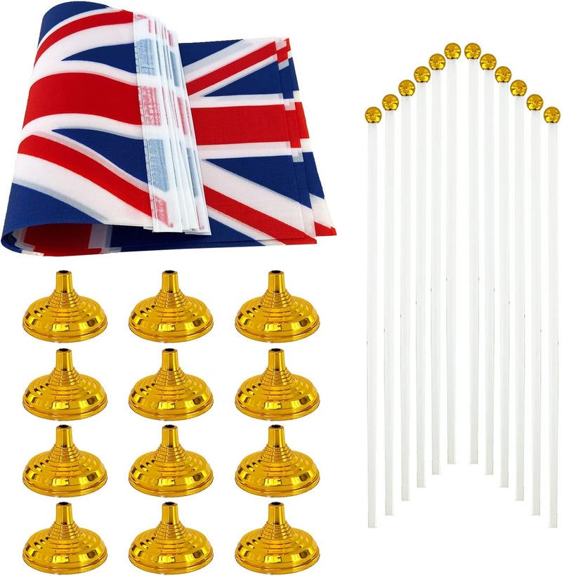 WXTWK 12 Pack United Kingdom Flag British Desk Flag Small Mini UK Table Flags With Stand Base,Home Office Festival Events Celebration Decorations - Image 3